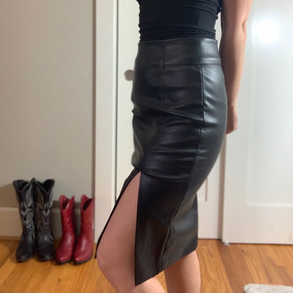 Pleather high waisted pencil skirt